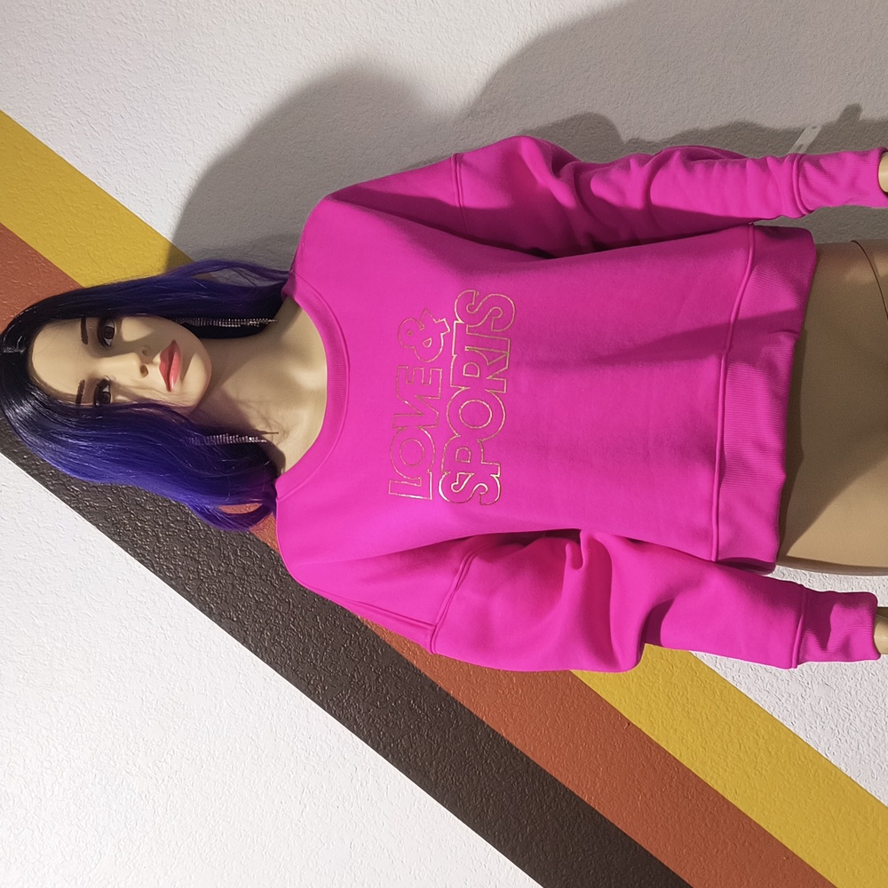 Hot pink love and sport sweatshirt